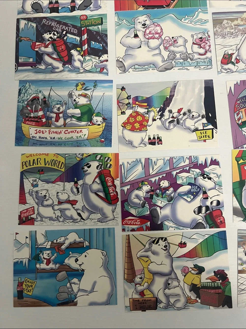 1996 South Pole Vacation Coca Cola Polar Bears Trading Cards (15) - Lot #4